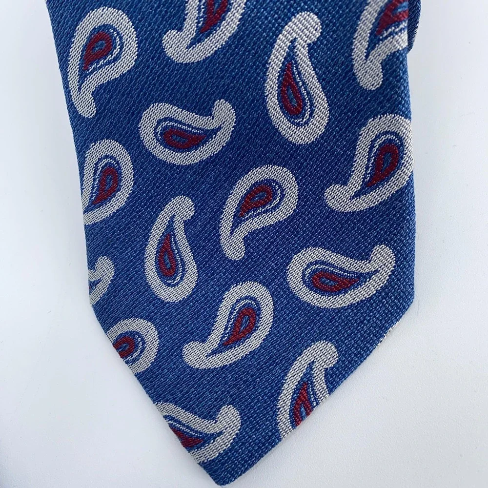 Eton Tie‎ Mens One Size Blue Paisley Silk Classic Luxury Necktie Italy Made NWT